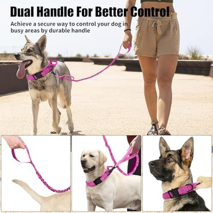 Tactical Dog Collar Leash Set, Dog Collar with Controll Handle, Pink, M - Image 4
