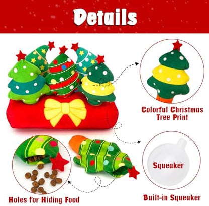 Christmas Hide and Seek Dog Toys, Squeaky Interactive Puzzle Dog Toys for Boredom and Stimulation, Dog Enrichment Toys for Small and Medium Dogs (Christmas Trees, Pack of 6) - Image 5