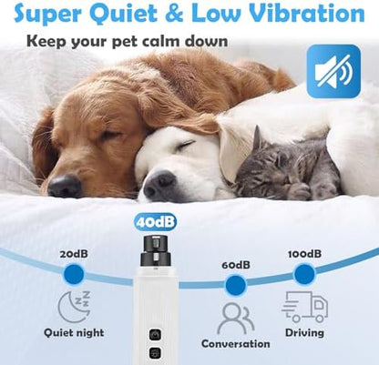 Dog Nail Grinder, Electric Pet Nail Grinder with 2 Speed Digital USB Rechargeable Dog Nail Trimmer Nail Claw Clippers with LED Lighting Quiet Paws Grooming for Medium Small Dogs Pet - Image 4