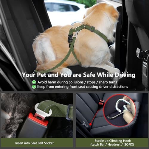 VavoPaw Dog Seat Belt Vest Harness for Car, 2 in 1 Seatbelt Buckle - Image 2