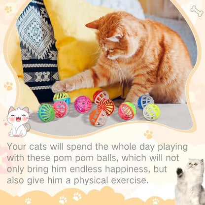100 Pcs Cat Toy Balls with Bell, Plastic Lattice Cat Jingle Balls Toys - Image 4