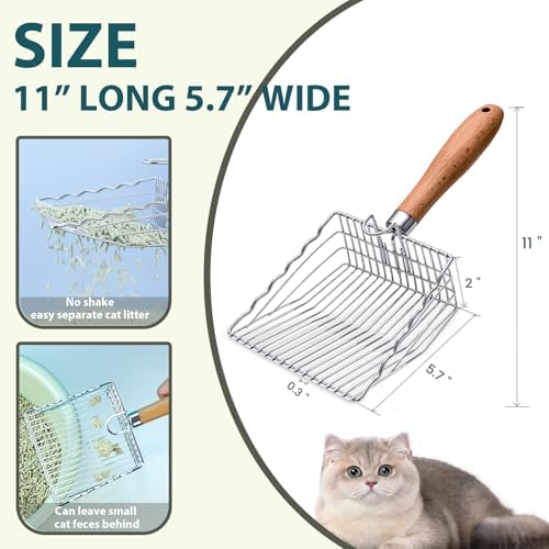 Cat Litter Scoop, Kitty Metal Scooper with Hook & Hole - Image 4