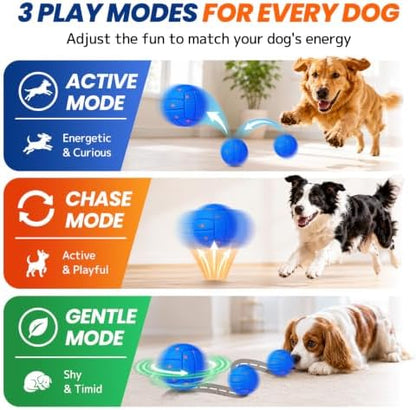 Smart Interactive Dog Toy to Keep Them Busy, Automatic Moving, E-TPU Material, 3 Interactive Modes, IPX7 Waterproof, USB Rechargeable, Active Rolling Ball for Puppy, Medium and Large Dogs (Blue) - Image 3