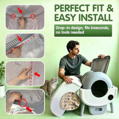 Smart Cat Litter Box Waterproof Pad, Soft Fabric Liner, for Enclose 95L Automatic Cat Litter Box,Compatible with Cumrige & Fumoi - Image 5