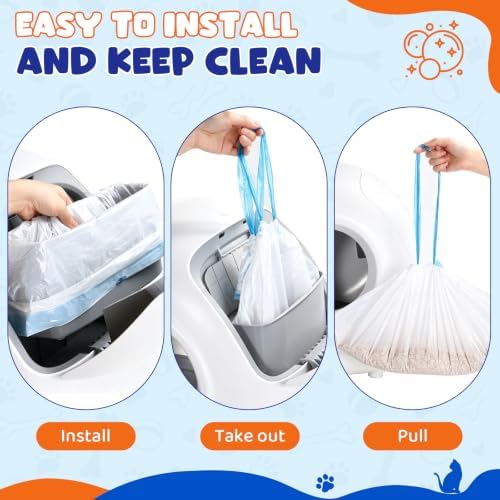 180 Count Automatic Cat Litter Box Liners, Drawstring Waste Bags - Image 5