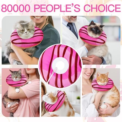 Cat Cone Collar Soft, Cute Cat Donut Collar After Surgery, Adjustable Kitten Recovery Cones to Stop Licking, Lightweight Neck Elizabethan Collars for Cats Kittens (Chocolate Pink, Medium) - Image 6