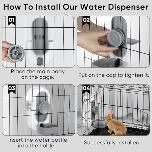 Lemtrflo 28oz Rabbit Water Bottle Dispenser, Bunny Cage Water Bowl - Image 5