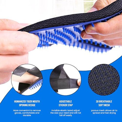 Blue Pet Hair Remover Gloves - 1 Pair, Pet Grooming Gloves | Cat Hair Remover | Gentle Deshedding Brushes for Dogs, Cats & Horses | Dog Washing Gloves - Image 3