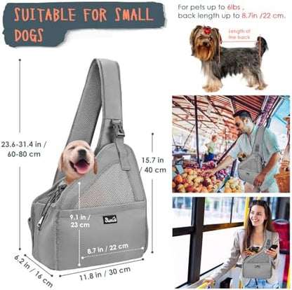 Lukovee Pet Sling, Hands Free Hard Bottom Papoose for Puppy Small Dogs - Image 5
