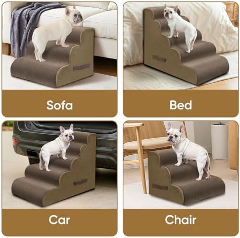 PAWSCRAT 2-Step Pet Stairs for High Beds & Sofas, 11.8''H Dog Stairs, Brown - Image 7