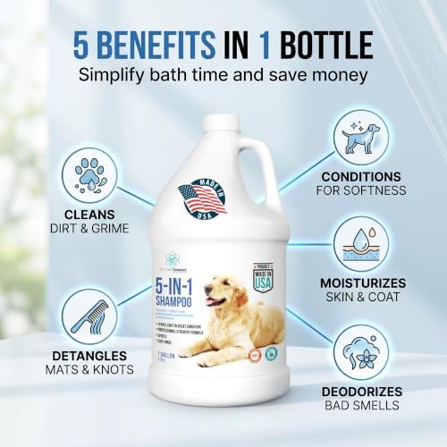 1 Gallon 5 in 1 Dog Shampoo and Conditioners for Cleans, Conditions, Moisturizes, Deodorizes, Detangles | Itchy Skin and Sensitive Skin Dog Shampoo for Smelly Dogs - Made in the USA - Image 4