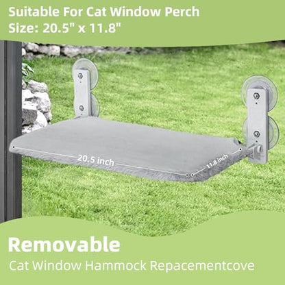 2PCS Replacement Cover for Cat Window Perch, M Size Cordless Cat Window Hammock Bed Accessories, Reversible Breathable/Warm Seat Cover for Inside (Grey, 20.4" L x 11.8" W) - Image 2