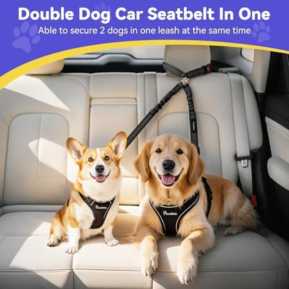 Pawaboo Dog Seat Belt for Car,Y Shape Two Dog Cars Harness for Cars Travel - Image 2