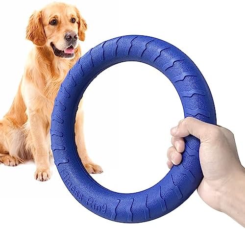 Blue Indestructible Dog Toys for Aggressive Chewers Flying Discs for Medium/Large Breeds Dog Training Ring, by DLDER