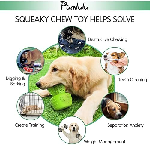 Pamlulu Dog Chew Toys & Teeth Cleaning Brush - Dental for Small, Medium & Large Dogs, Rubber Squeaky Toys for Aggressive Chewers, Cactus Tough Toys - Image 4