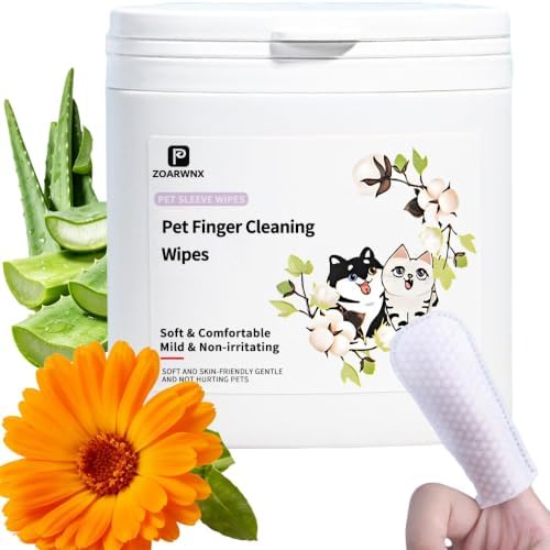 Dog & Cat Ear Wipes, 55 Counts Finger Wipes for Gentle Cleaning,Soft & Easy Otic Cleaning Pads, Remove Wax and Dirt,Non-Irritating, Unscented by Unknown
