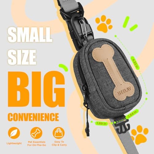 Dog Poop Bag Holder for All Leashes,Hand Free Doggie Waste Bag Dispenser-hook & loop/Carabiner,Dog Poop Bag Dispenser for Leash,Wide Opening,Leash Attachment for Dogs Walking,Poop Bags EXCLUDED,Gray - Image 3