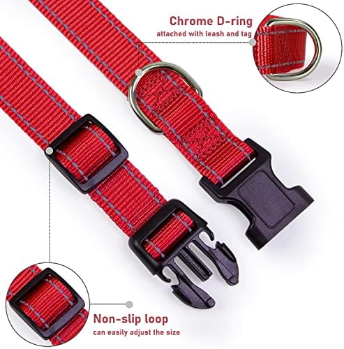 Reflective Dog Collar, Puppy Collar with Buckle Adjustable, Red XS - Image 3