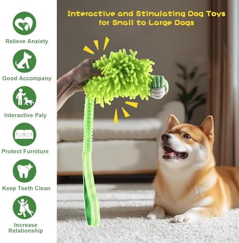 Dog Puppy Toys Dog Squeak Toys Plush Dog Toy with Dog Ropes Knots for Fun and Teeth Cleaning,Tug of War Toys, Puppy Chew Toys, Dog Rope Toys for Training Small, Large Dogs (Green, Dog Bite Ball Toy) - Image 5