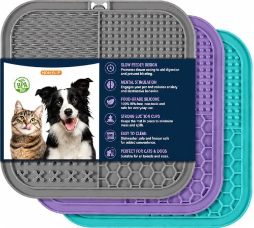 Dog Lick Mat for Dogs & Cats, Silicone Slow Feeder Lick Pad with Suction Cups for Bathing, Grooming & Anxiety Relief(3, Soft Colors) by Unknown