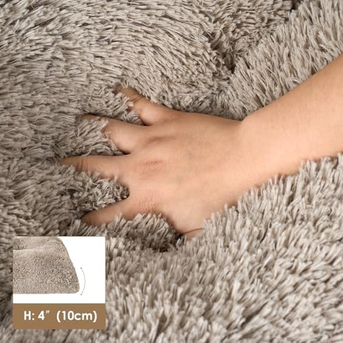 EHEYCIGA Fluffy Dog Crate Bed for Small Dogs, Plush Crate Pad, Taupe - Image 5