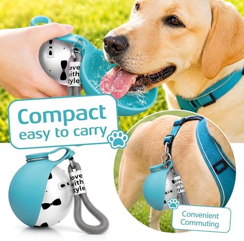 Portable Dog Water Bottle for Walking, 10oz Stainless Steel Pet Water Dispenser with Foldable Silicone Bowl, Leak-Proof Puppy Water Bottle for Small Dogs&Cats,Travel Hiking Outdoor Use(Blue Bow Print) - Image 6
