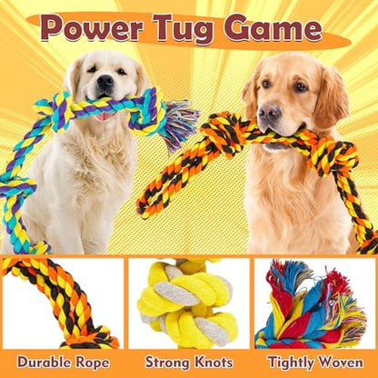 All Large Dog Rope Toys for Aggressive Chewers, 5 Nearly Indestructible Various Tough Rope Toys for Large and Medium Breed, 100% Cotton for Teeth Cleaning, Tug of War, No Small Type - Image 4