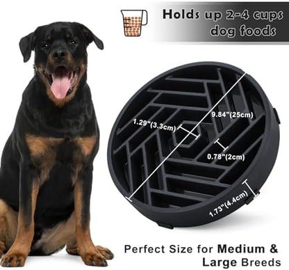 TOBYTO Slow Feeder Dog Bowls Large Medium Breed,Anti-Choking Slow Eating Dog Food Bowl,Non Slip Pet Slower Food Feeding Bowls Large Puzzle Slow Feeder Bloat Stop Maze Dog Dishes,Black - Image 5