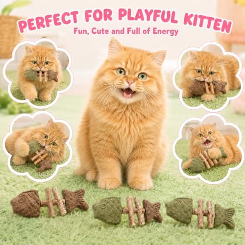 Silvervine Cat Toy Catnip Chew Stick for Indoor Kitten Teething Cleaning Dental Care Natural Comfort Adult Gatos Set to Play Alone Blend Fishing Aesthetic Fish Bone Shape - Image 2