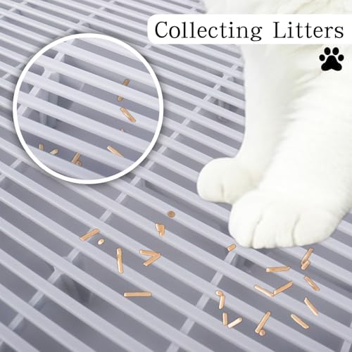 Cat Litter Box Step, 20.1"x 16"x 6" Dual-Layer Litter Trapping Ramp for Senior and Kittens, 2 Stool Heights, Protects Floors from Urine Messes(Grey) - Image 3