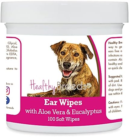 Healthy Breeds Plott Ear Cleaning Wipes with Aloe & Eucalyptus for Dogs 100 Count by HealthyBreeds