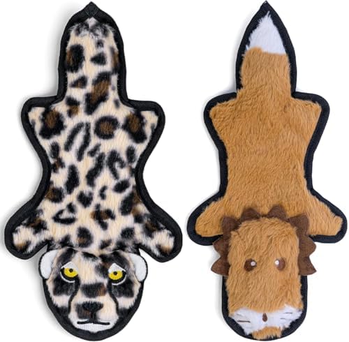 SHARLOVY No Stuffing Dog Toys Crinkle Squeaky, Long Lasting Chews for Aggressive, Durable Plush Dog Puppy Chew Toys for Teething, with 6 Tough Layers for Small Medium Large Breed-2 Pack,Medium by SHARLOVY