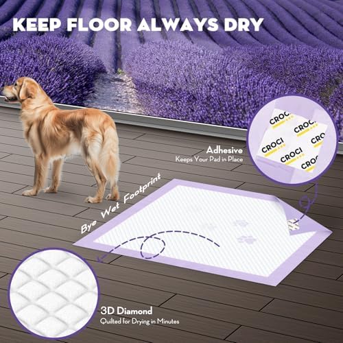 CROCI Puppy Pads with Adhesive Tabs Leak Proof Lavender Scent 28x34in 40Ct - Image 5