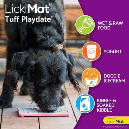 LickiMat Tuff Playdate Slow Feeder Lick Mat for Dogs, Red, Boredom Aid - Image 4