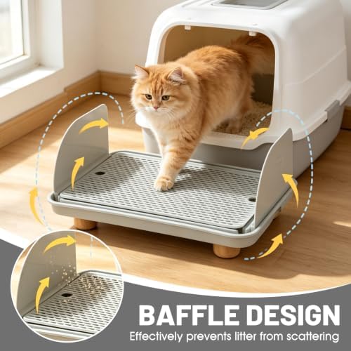 Litter Box Step, Cat Litter Box Ramp/Catcher with Splash-Proof Side Baffles - Image 2