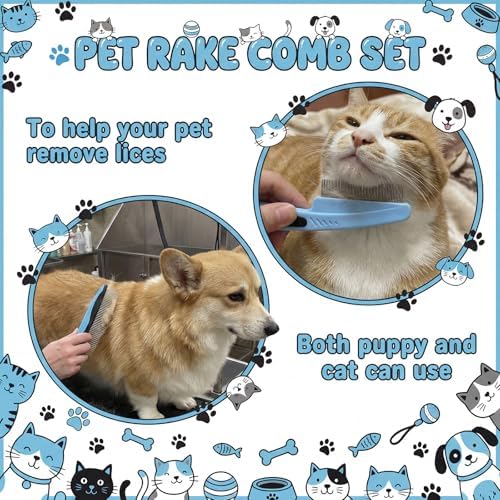 Patelai 4 Pcs Dog Dematting Comb, Blue and Black Modern Grooming Set - Image 4