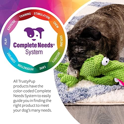 TrustyPup Tough 'N Fun Checker Gator Squeaky Plush Dog Toy, Chew Guard Technology - Green, Large (71147) - Image 6