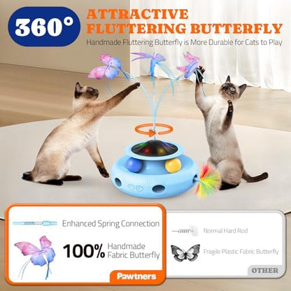 Pawtners Cat Toys, Automatic Interactive Kitten Toys for Indoor Cats, Blue - Image 4
