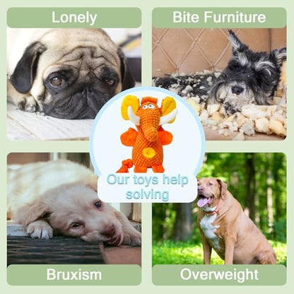 Cute Plush Elephant Dog Toy with Squeaky Sound & Crinkle Paper - Perfect for Small, Medium & Large Dogs (Orange) - Image 5