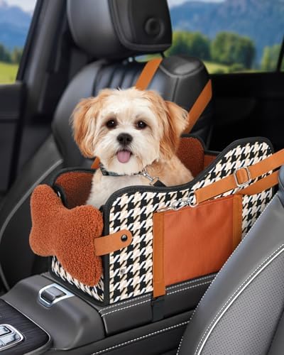 Center Console Dog Car Seat, Pet Car Seat, Armrest Middle Console Booster Travel Carrier for Small Dogs and Cats(Brown) by Unknown