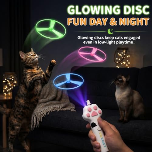 Interactive Cat Disc Launcher Toy, Rechargeable with 8 Flying Discs - Image 3