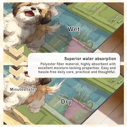 Nuxovilar Playful Puppy Pet Food Mat Polyester 23.62x17.71 Inches - Image 3