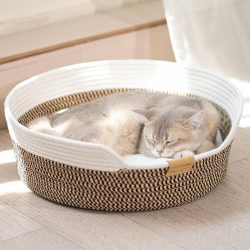 CHEERHOME PETS Handwoven Cat Basket Bed Cooling for Indoor Cat with Cushion by CHEERPALS