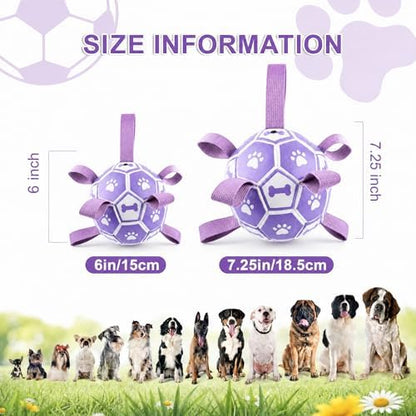 Dog Toys Balls, Dog Soccer Ball with Straps, Dog Birthday Gifts, Durable Balls for Small Medium Pet, Puppy Outdoor Toy, Pet Training Soccer Ball, World Cup Soccer (7.25 Inch) (Purple, Large) - Image 6