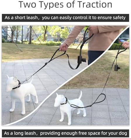 Wisedog Two Handles Dog Leash, Classic Black, L 5.2-6 ft - Image 5