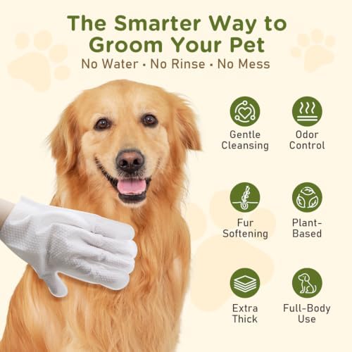 Pet Glove Wipes for Dogs & Cats, No-Rinse Cleaning & Grooming Wipes, 6 PCS - Image 2