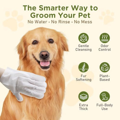 Pet Glove Wipes for Dogs & Cats, No-Rinse Cleaning & Grooming Wipes, 6 PCS - Image 2