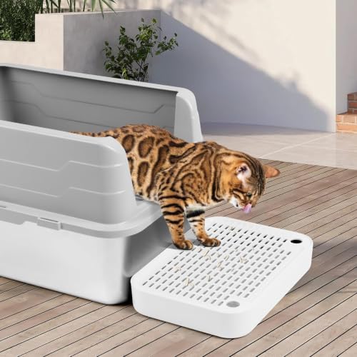 Cat Litter Box Ramp Mat with Filter Function, Cat Step Pedal Stool for Self-Cleaning Litter Box, Easy to Clean, Ideal for Kitten & Elderly Cats (White) - Image 7