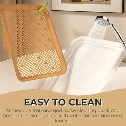 Indoor Dog Potty Tray with Removable Pee Post and Raised Mesh Grate, 23 x 17 in – Easy-Clean Puppy Pee Pad Holder for Dry Paws, Non-Slip – Fuskee - Image 3