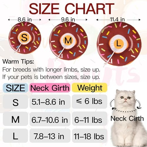 Cat Cone Collar Soft, Cute Cat Donut Collar After Surgery, Adjustable Kitten Recovery Cones to Stop Licking, Lightweight Neck Elizabethan Collars for Cats Kittens (Brown, Medium) - Image 2
